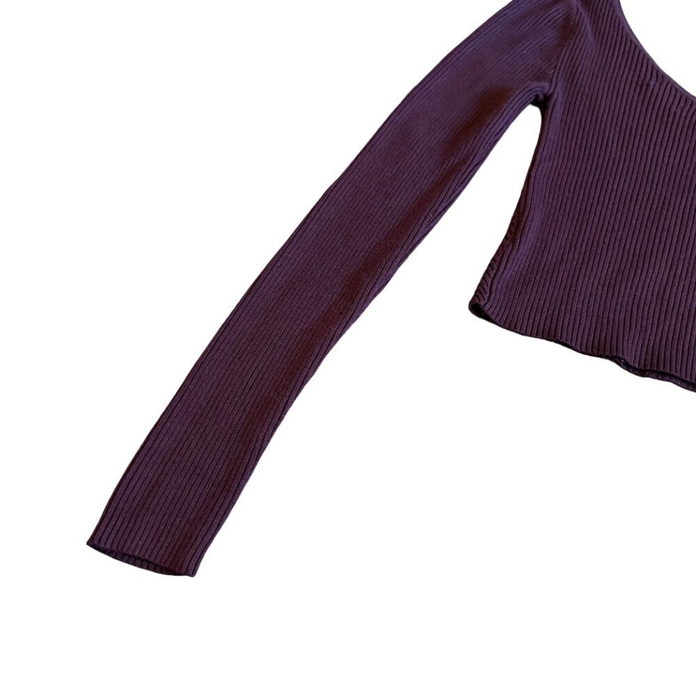 Beverly and Beck PacSun Purple Cropped Sweater Plunging Neckline Size Small - Picture 5 of 11